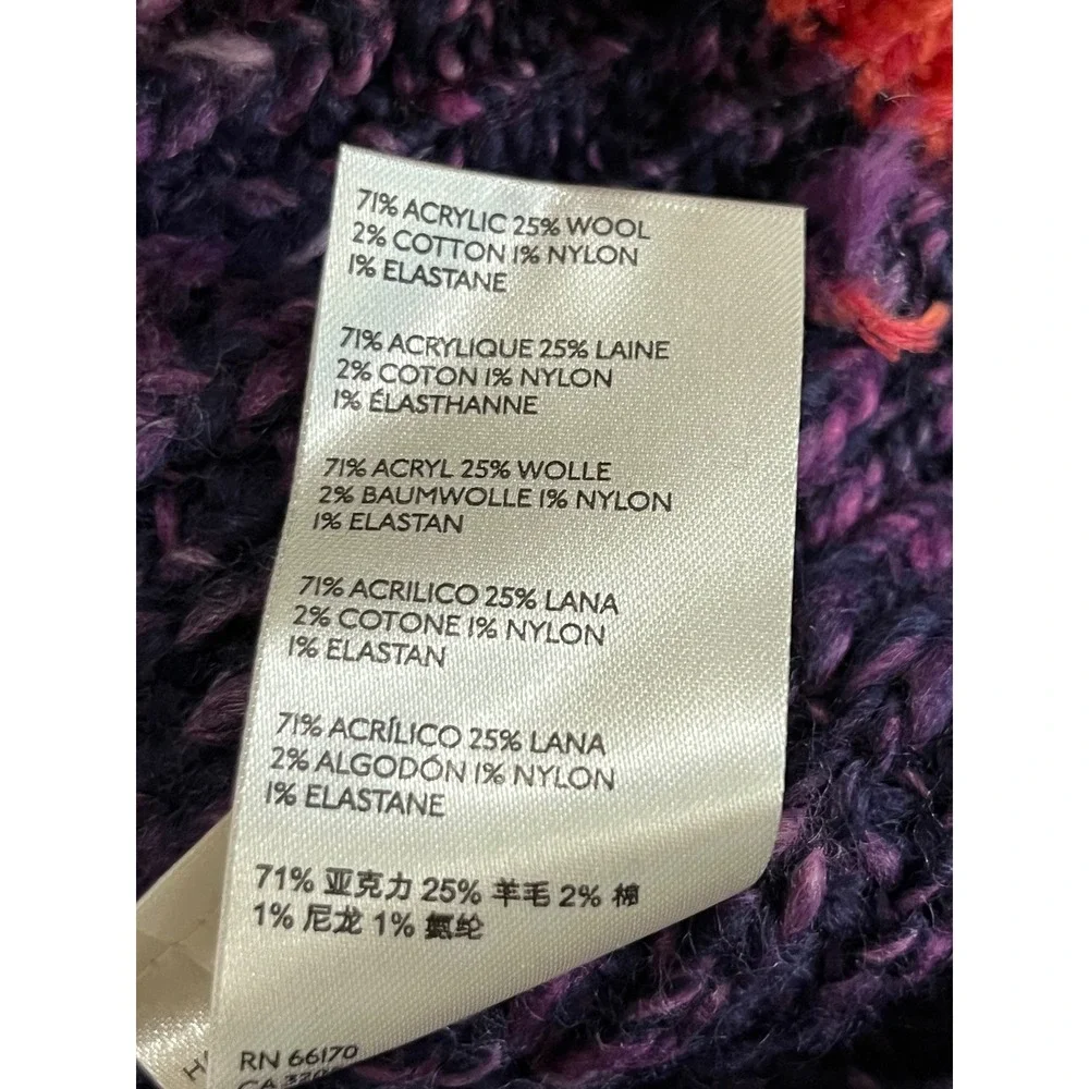 Free People Walk on By Purple Space Dye Wool Blend Chunky Knit Cardigan Large - Picture 8 of 9